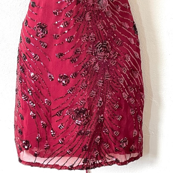 Lulus Keep Glowing Wine Red Sequin Lace-Up Bodycon Mini Dress - Picture 7 of 17